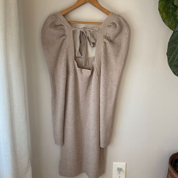 NWT Promesa Taupe Tan Ribbed Long Sleeve Sweater Mini Dress - Picture 8 of 9